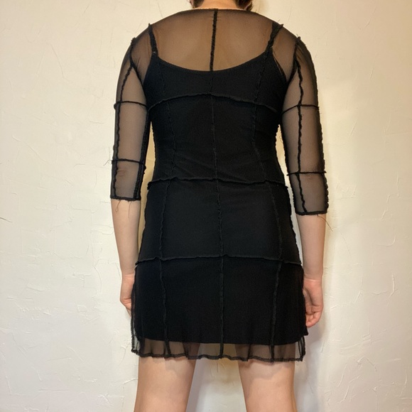 Black Mesh Patchwork Handmade Dress - Picture 3 of 5